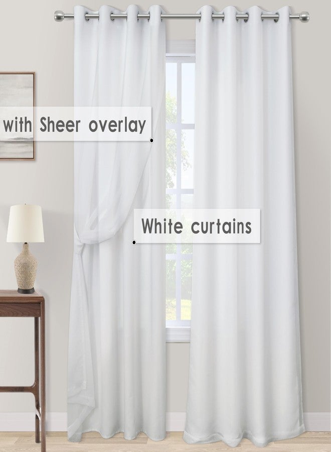 KOUFALL ستائر شفافة من كوفول، طولها 108 بوصة، ستائر بيضاء خفيفة الوزن تصل إلى الأرض، مزودة بحلقات معدنية، مناسبة لغرفة المعيشة، طقم من لوحتين - Image 3